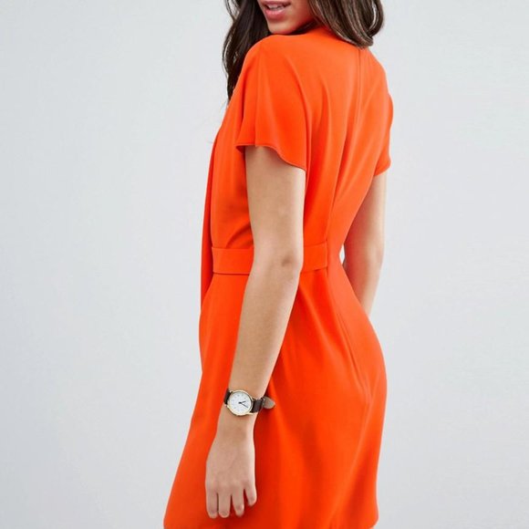 ASOS | Bright Orange Drape Mini Dress - Picture 2 of 7